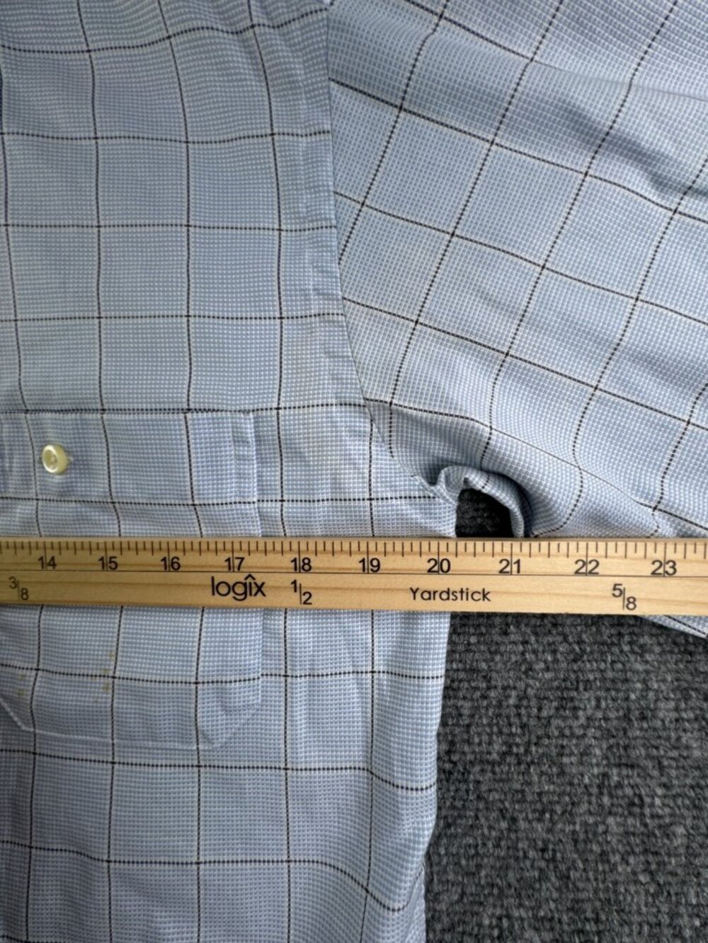 Eton Button Up Shirt Long Sleeve Men Wrinkle Free Cotton Blue Check Size 15 ** - Picture 6 of 16